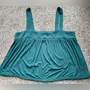 Natural Life Green Knit Sleeveless Crop top with Wide Straps, Square neckline